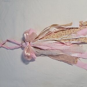 Shabby Chic Pink and Cream Ribbon Wall Hanging
